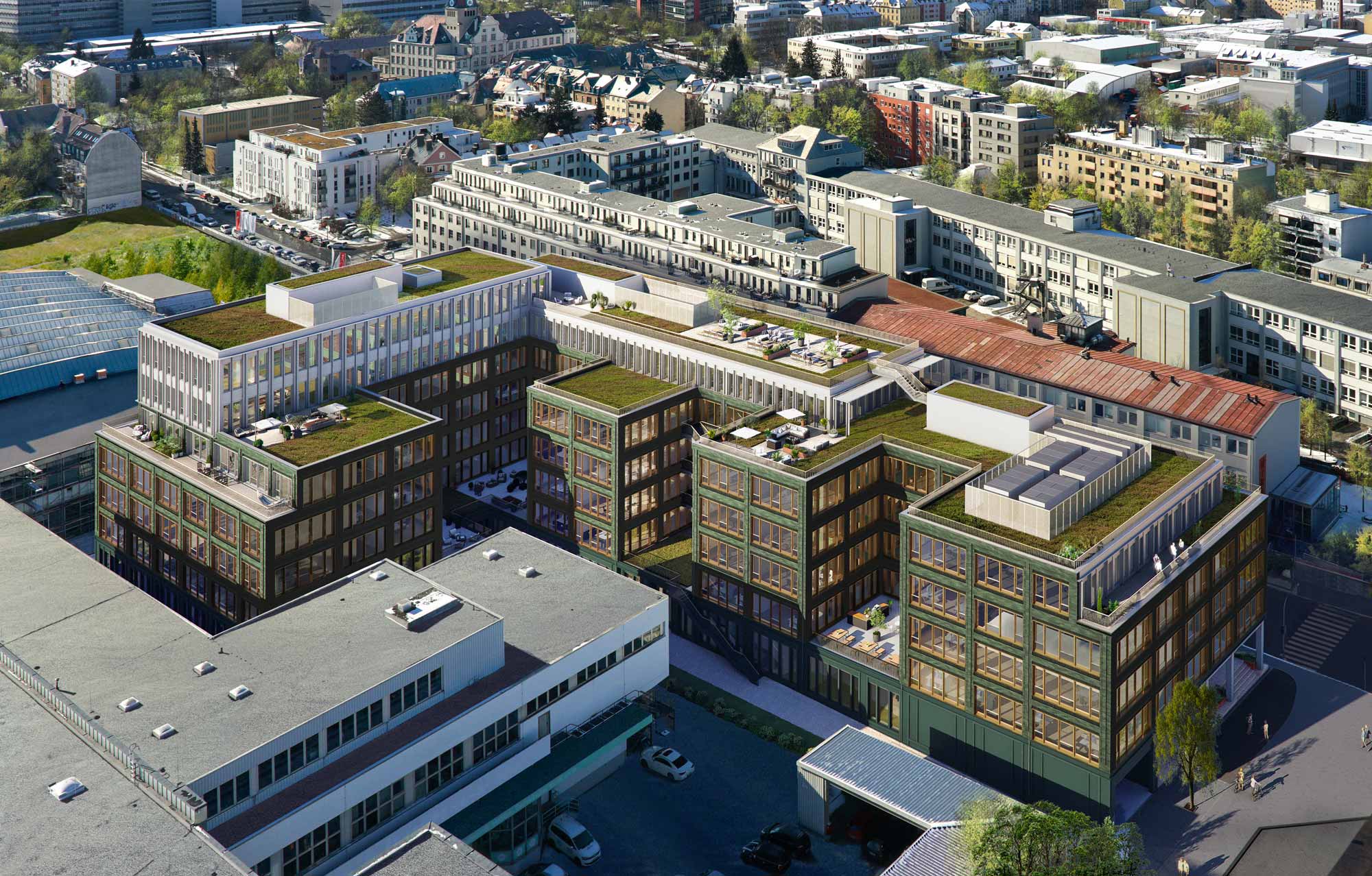 Oliv architekten Fabrik Office Vogelperspektive